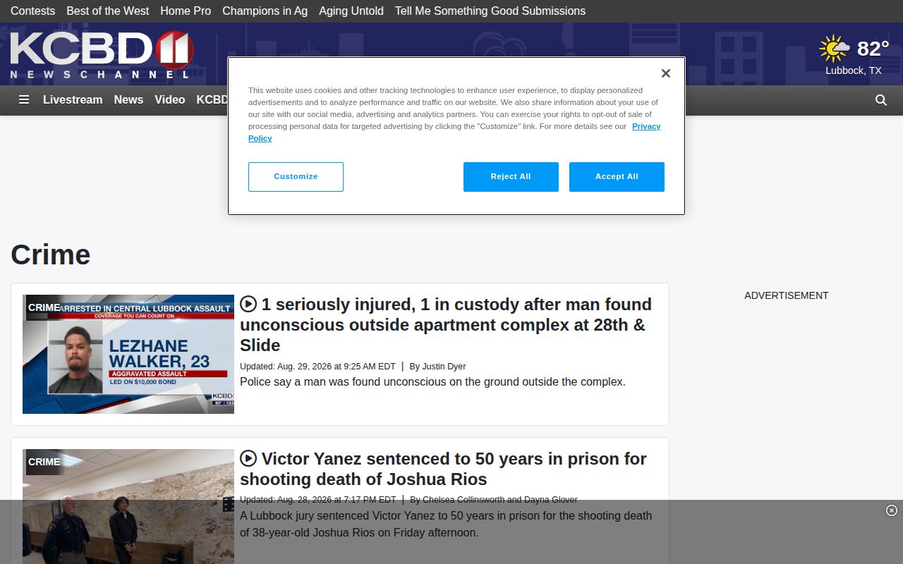 KCBD Crime section, a regional Dickens County arrest-record news source